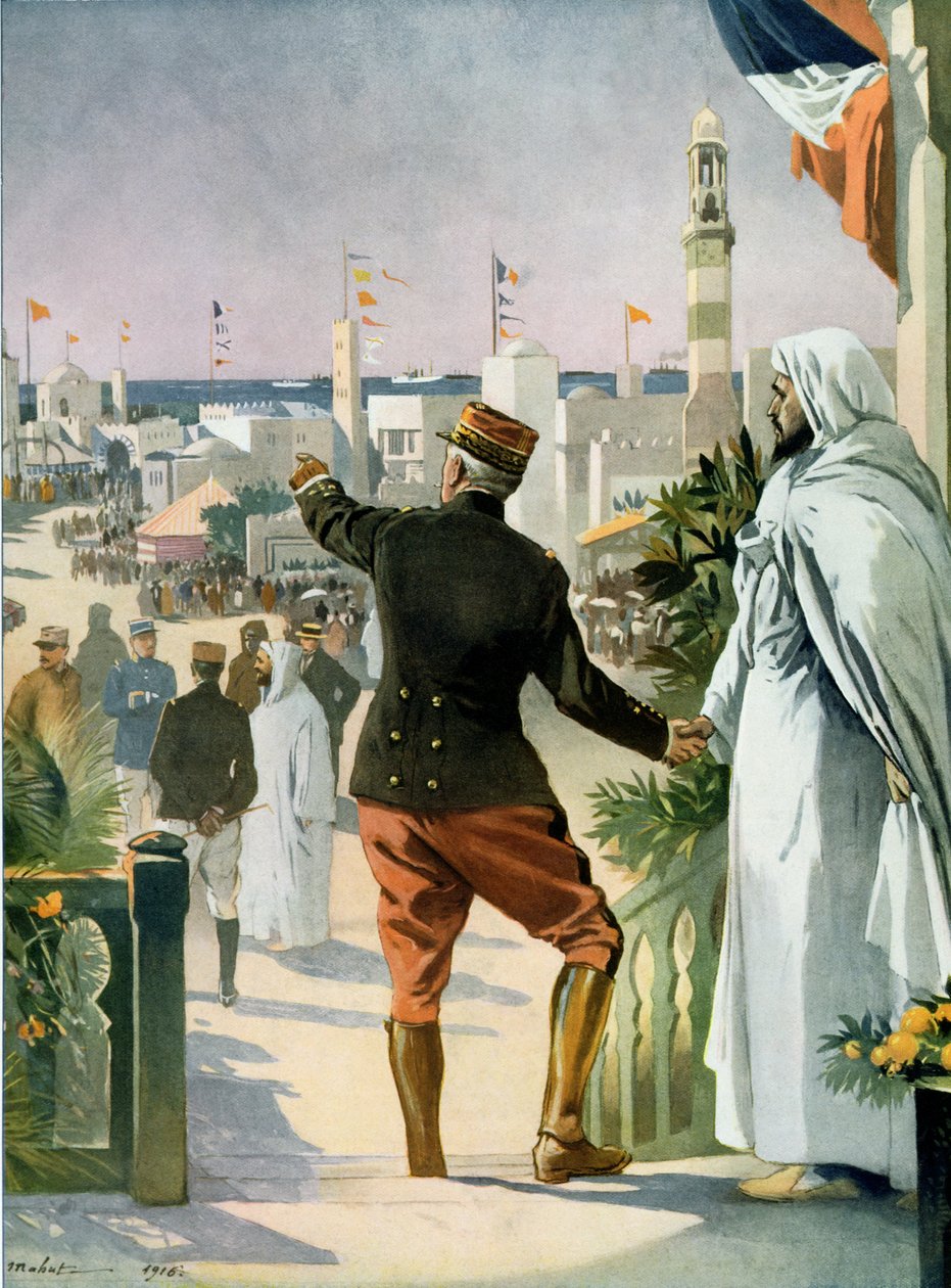 Allmän bild av den fransk-marockanska utställningen i Casablanca, från Le Monde Illustre, 22 april 1916 av French School