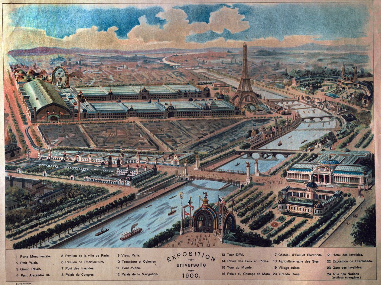 Allmän bild av världsutställningen i Paris. Gravyr av 1900. Musee Carnavalet. av French School