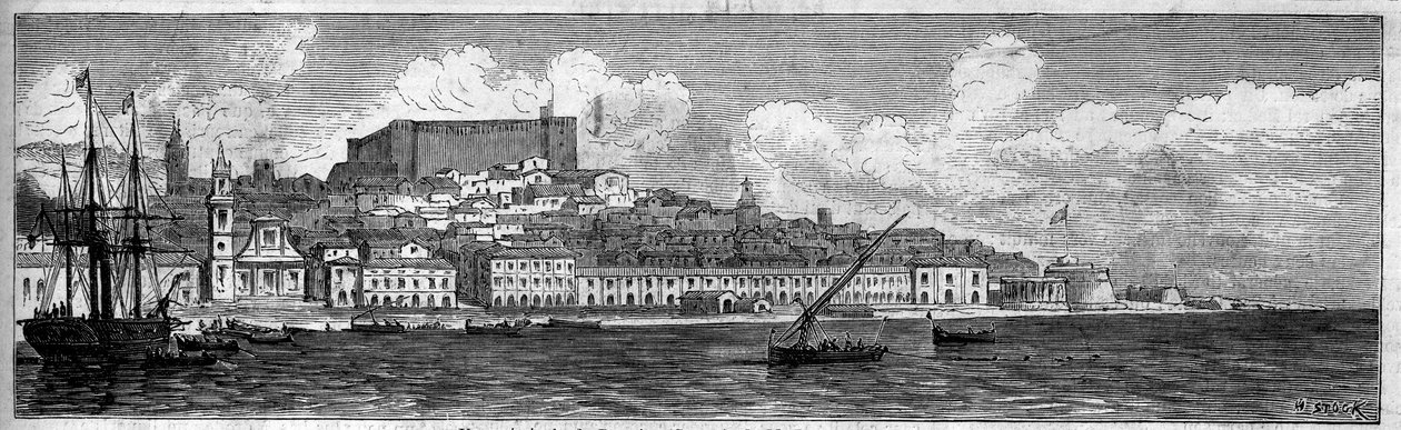 Översikt över staden Reggio Calabria, Italien av French School