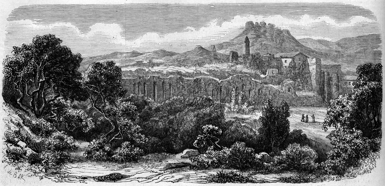 Allmän bild av ruinerna av Chartreuse av Laverne (1100-talet). Var (83) av French School