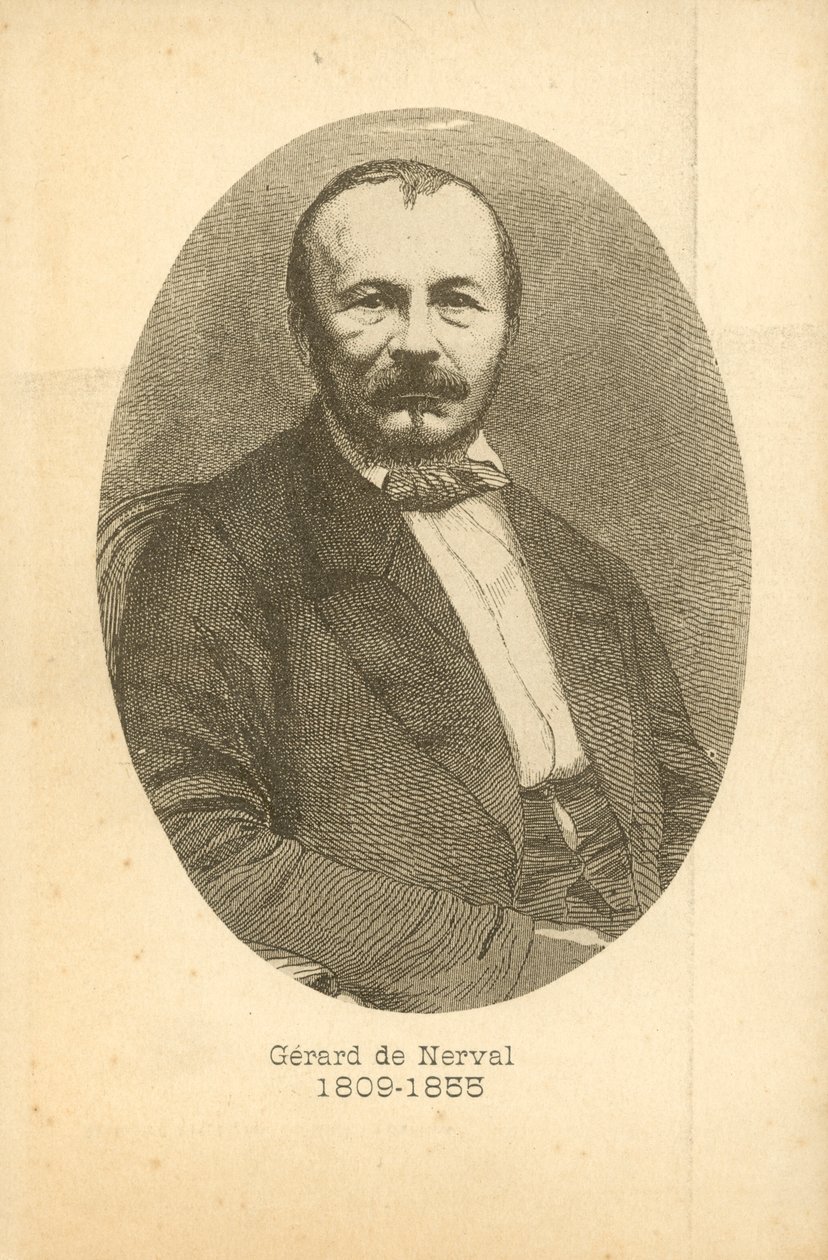 Gerard De Nerval, porträtt (gravyr) av French School