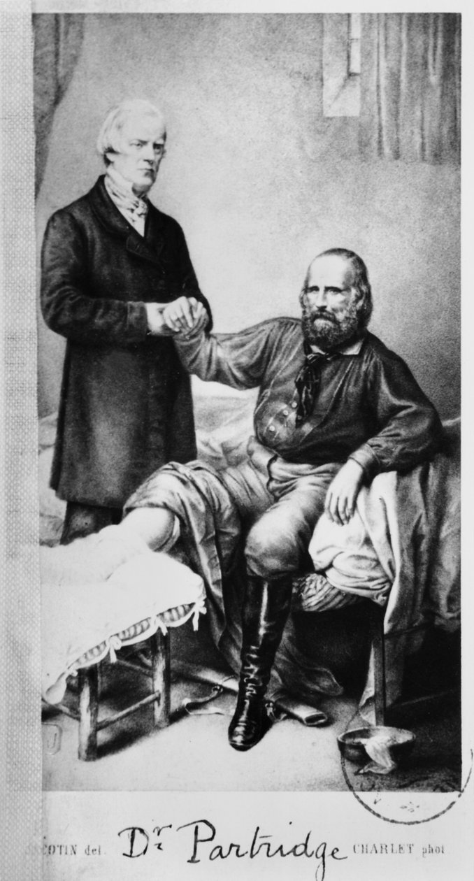 Giuseppe Garibaldi (1807-82) med doktor Partridge, ca 1862 av French School