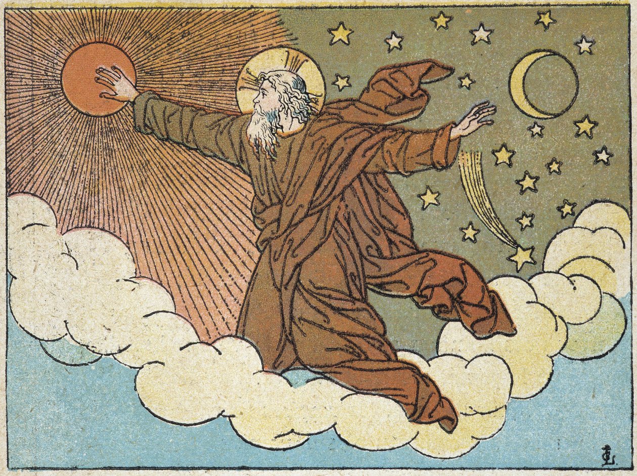 Gud: skapelsens fjärde dag - i "" Helig historia i 120 bilder", red. Maison de la Bonne Presse, Paris av French School