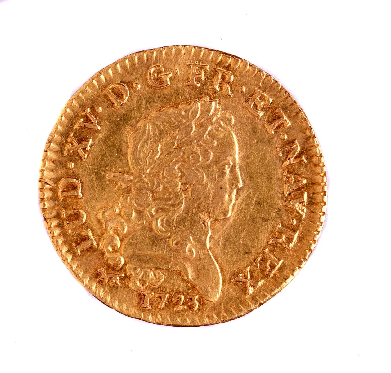 Gyllene franska Ludvig, kung Ludvig XV:s regeringstid (1715-1774) 1723 Diam. 2,3 cm Neapel, museo archeologico av French School