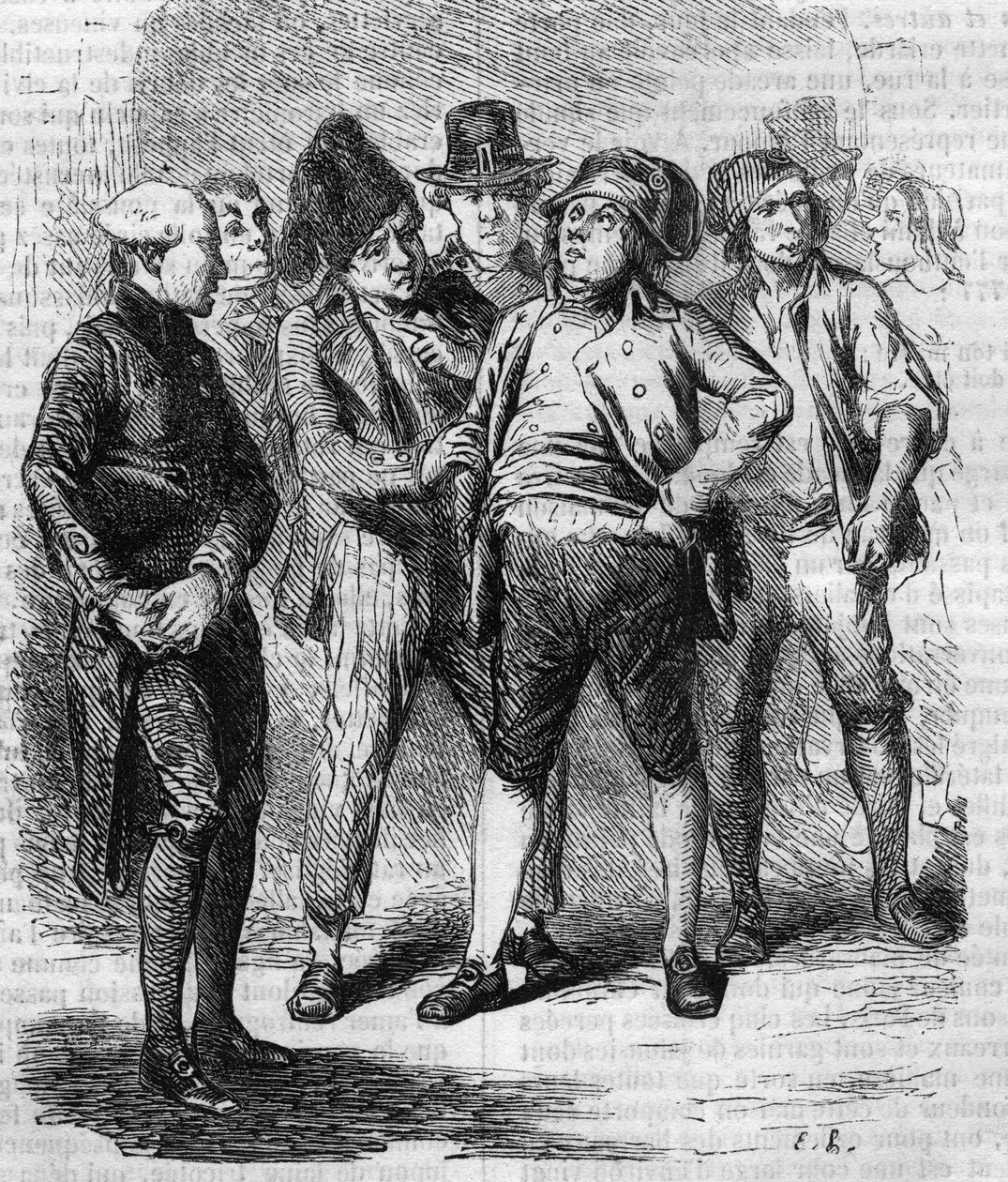 Goriot var president för sin sektion under revolutionen. Gravyr i mitten av 1800-talet. Illustration till "The Father Goriot" av Honore de Balzac (1799-1850). av French School