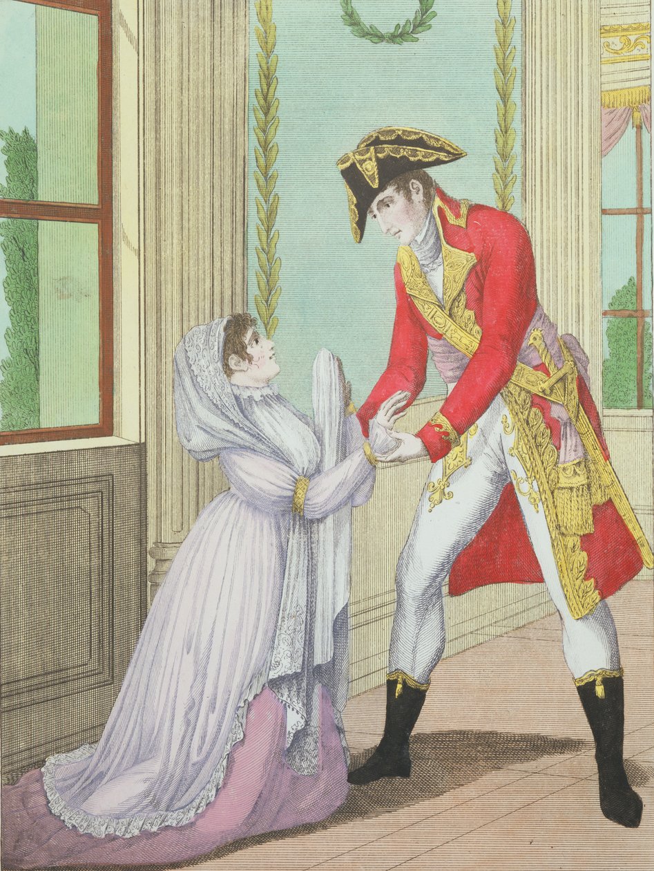 Nåd beviljad av Napoleon till Madame de Polignac för hennes man Armand Polignac, 1804 av French School
