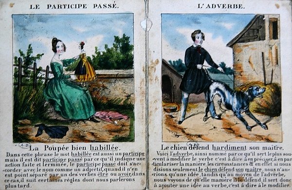 Grammatikbok för barn. c.1850 (lito i färg) av French School