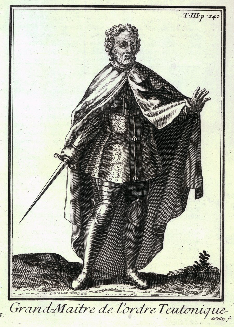 Stormästare av Teutonic Order, en illustration från "Historia av religiösa, kloster- och militärordnar", av P. Helyot, pub. Paris, 1714-21 av French School