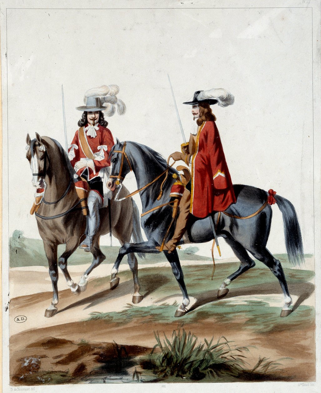 Kungens vakter. Gravyr av 1660. Paris, Dekorativ konst av French School