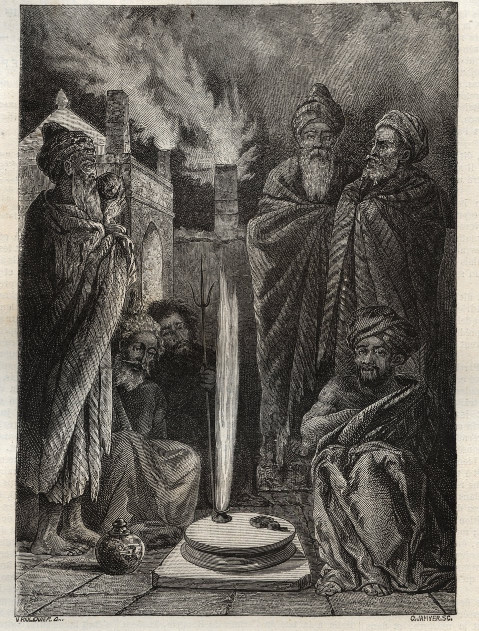 Guebre (eller Zoroastrian) nära Baku (Baku, Azerbajdzjan) - Fireworshippers - New National Encyclopedia av Maurice La Charest - 1870 - av French School