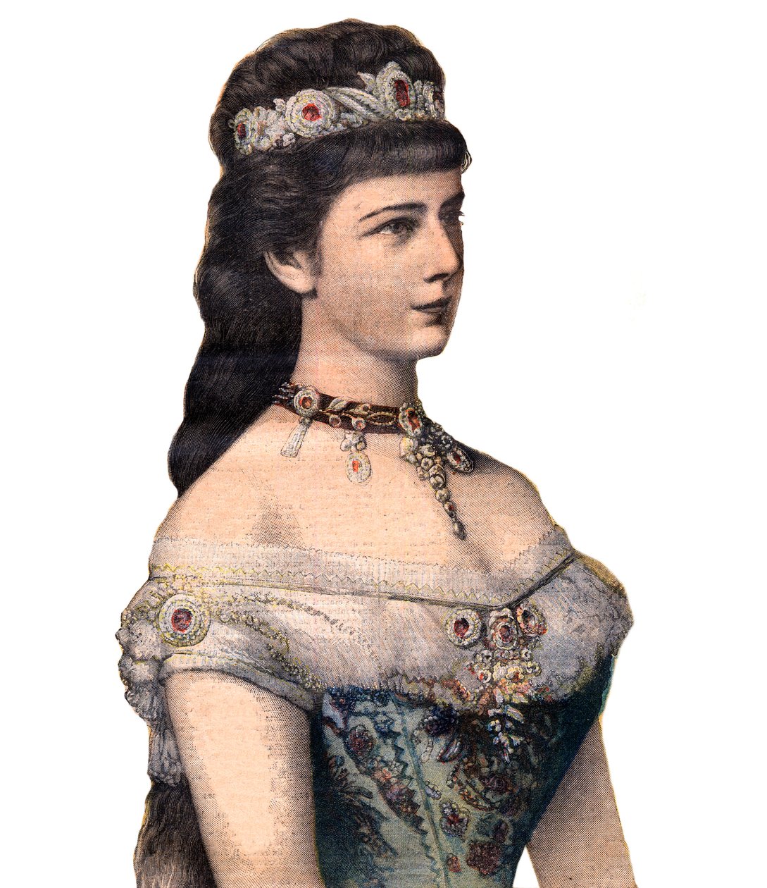 Gäster i Frankrike: Kejsarinnan Elisabeth (Sissi), gemål till Francis Joseph I av Österrike i "Le Petit Journal" 20 december 1896 (gravyr) av French School