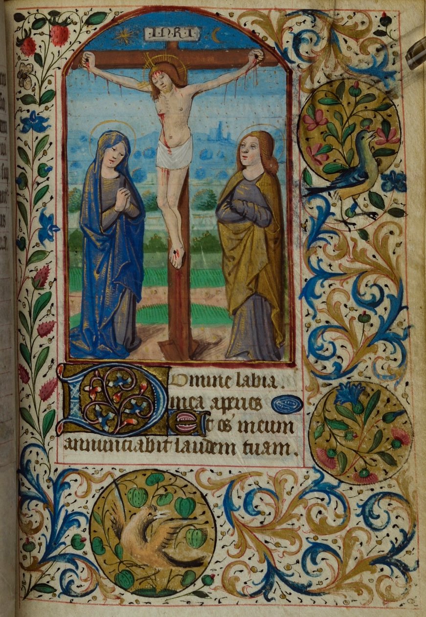 H/L-3-3 fol. 101r The Crucifixion, från Book of Hours, Use of Paris, mitten av 1400-talet av French School