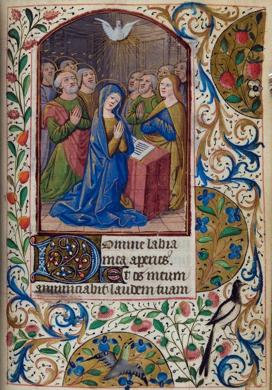 H/L-3-3 fol. 104r Pingst, från Time Book, Use of Paris, mitten av 1400-talet av French School