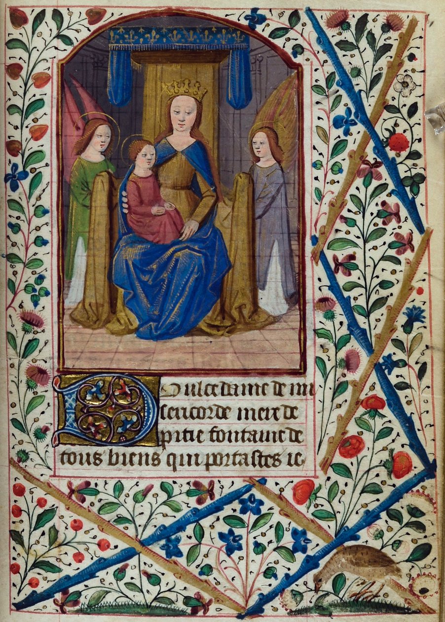H/L-3-3 fol. 148r Virgin and Child, från Book of Hours, Use of Paris, mitten av 1400-talet av French School