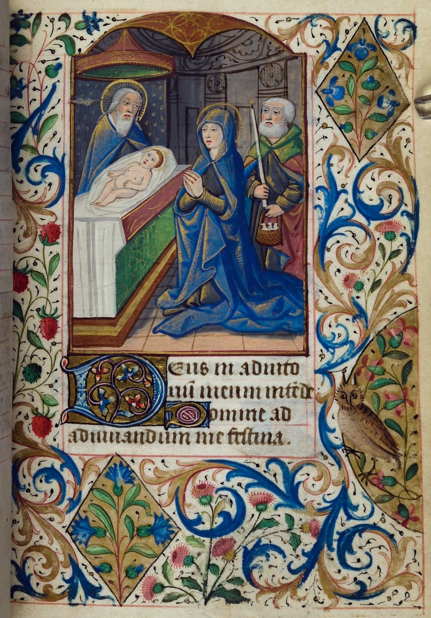H/L-3-3 fol. 70r Presentation in the Temple, från Time Book, Use of Paris, mitten av 1400-talet av French School