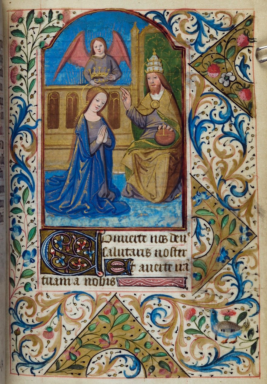 H/L-3-3 fol. 80r Coronation of the Virgin, från Time Book, Use of Paris, mitten av 1400-talet av French School