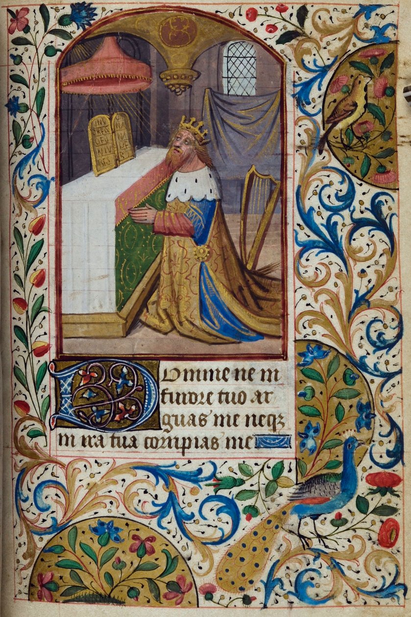 H/L-3-3 fol. 85r King David, från Book of Hours, Use of Paris, mitten av 1400-talet av French School