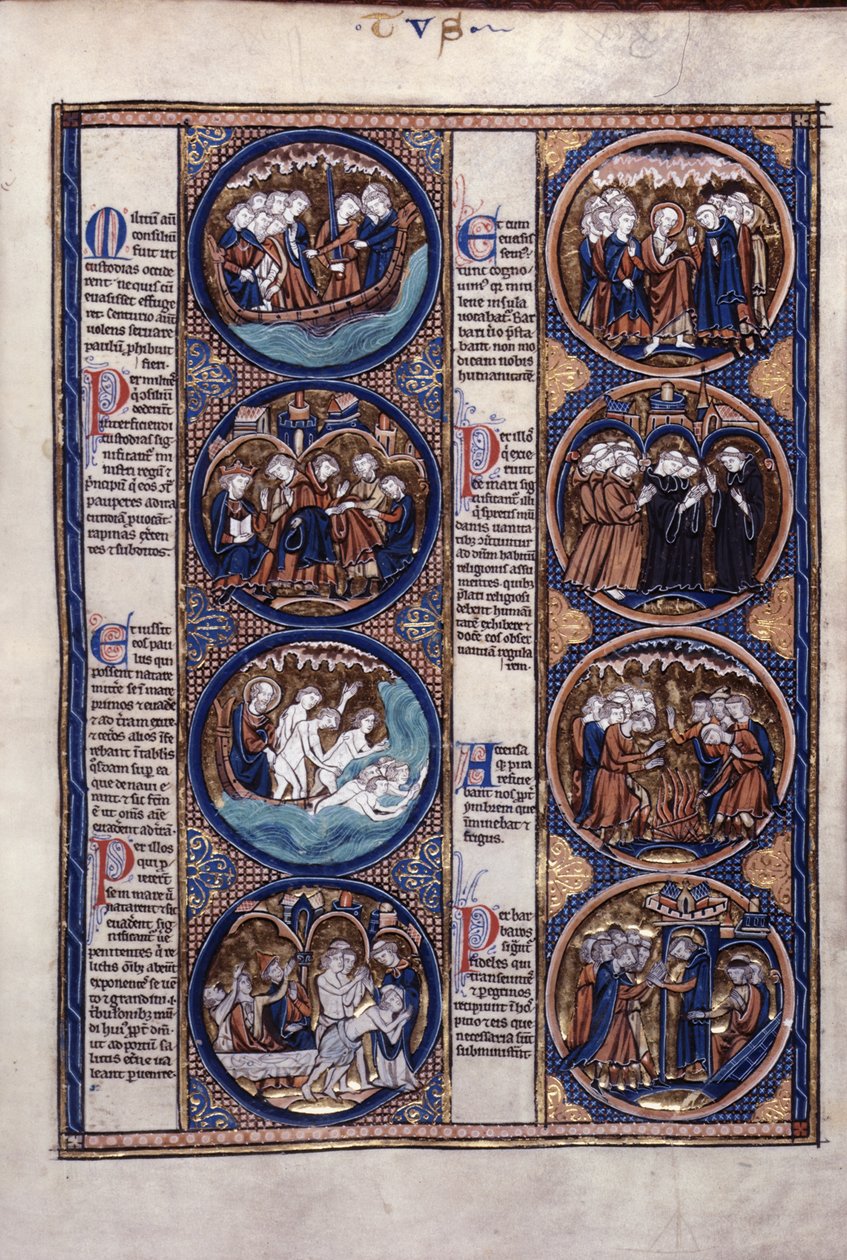 Harley 1527, f.91 Shipwreck of St. Paul (vellum) av French School