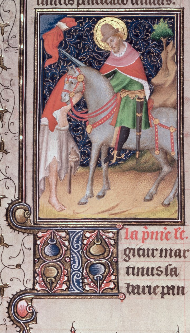Harley 2897, f.435: St. Martin of Tours, producerad av kretsen av bröderna Limbourg, upplyst i Paris (vellum) av French School