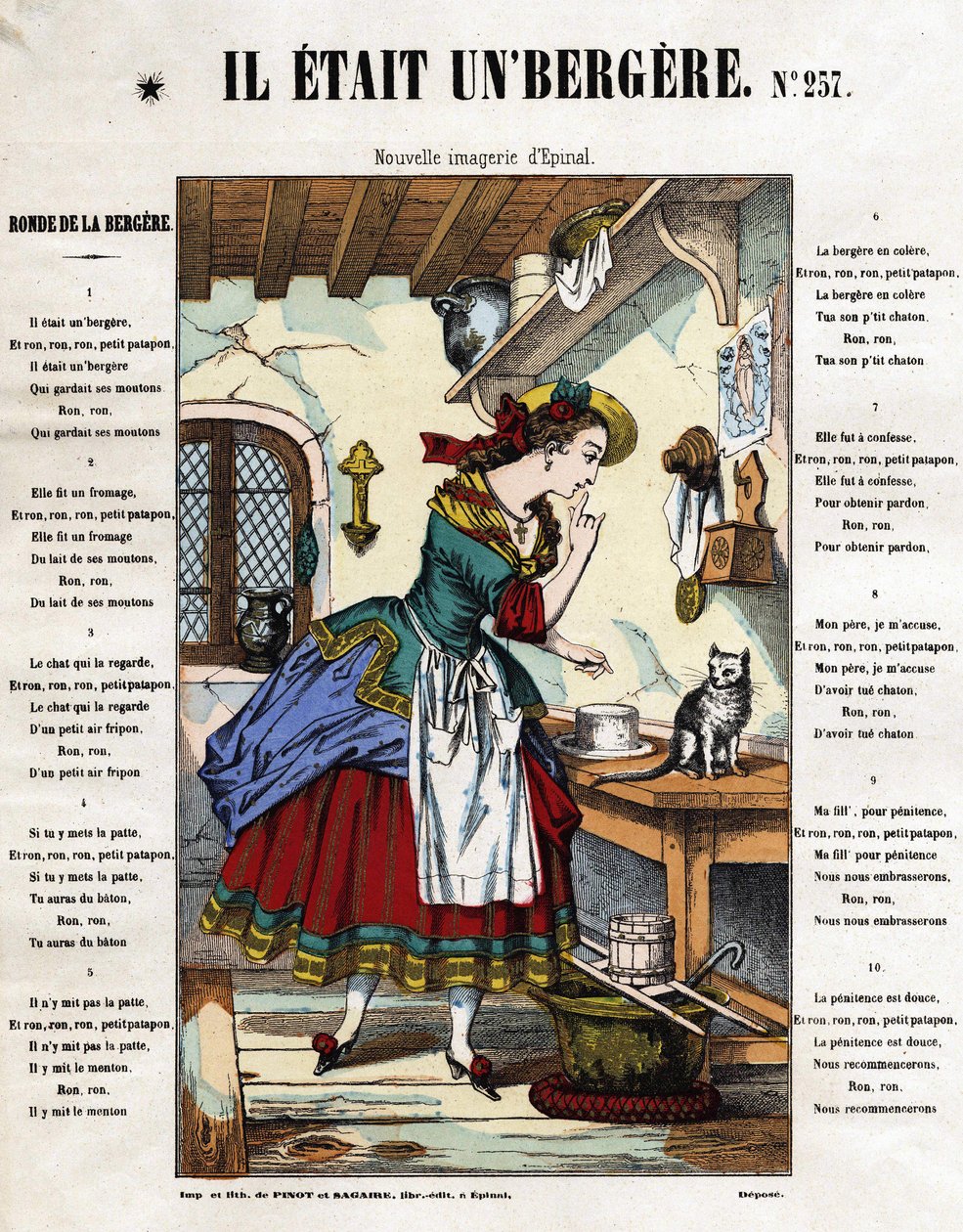 Han var en herdinna. Barnfödd sång. Bild på Epinal från 1800-talet. av French School