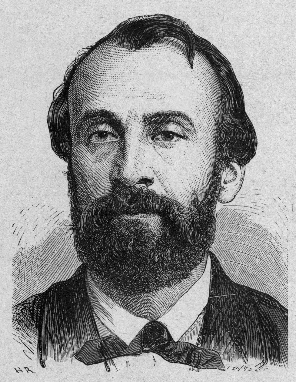 Henri Giffard (1825-1882) fransk uppfinnare av ångaerostat, gravyr av French School