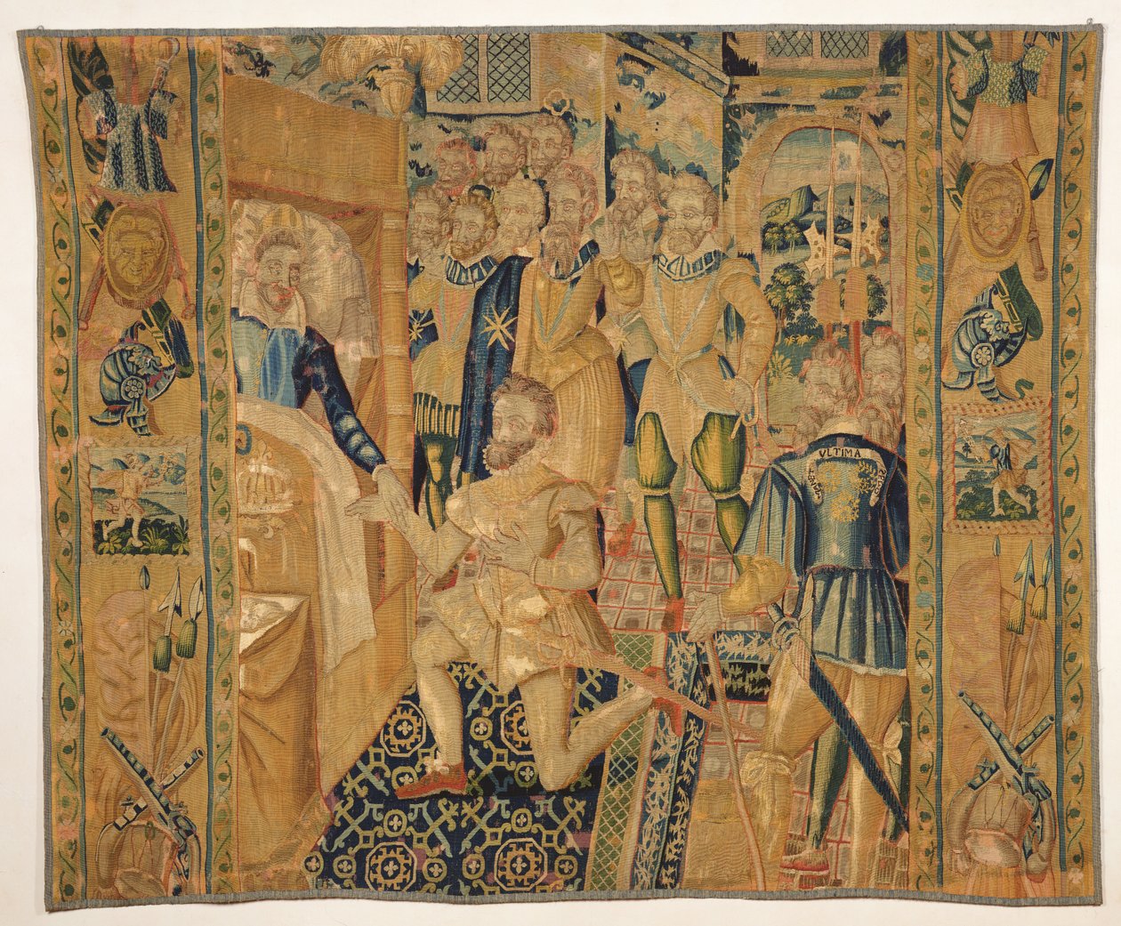 Henri III (1551-89) de Valois ger maktbeteckningarna till Henri III (1553-1610) de Bourbon av French School