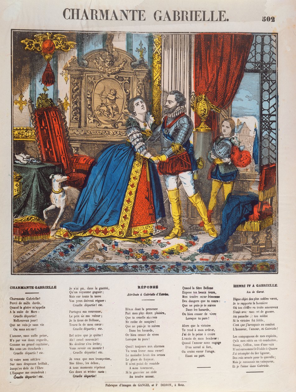 Henri IV (1553-1610), kung av Frankrike och hans älskarinna Gabrielle dEstrees (1573-99) av French School