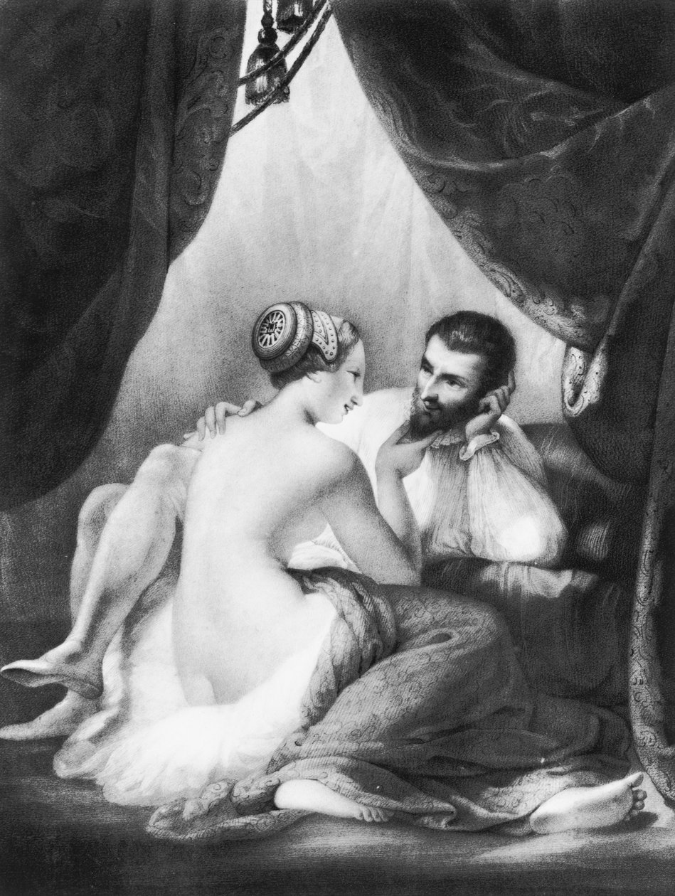 Henri IV (1553-1610), kung av Frankrike och hans älskarinna Gabrielle d