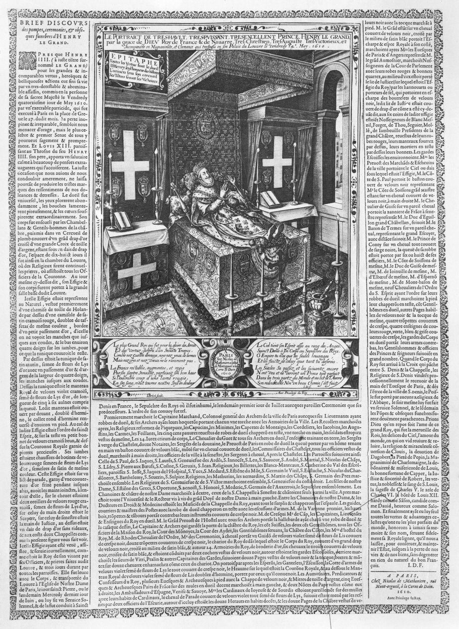Henri IV (1553-1610) på sit dødsleje, 1610 swed av French School
