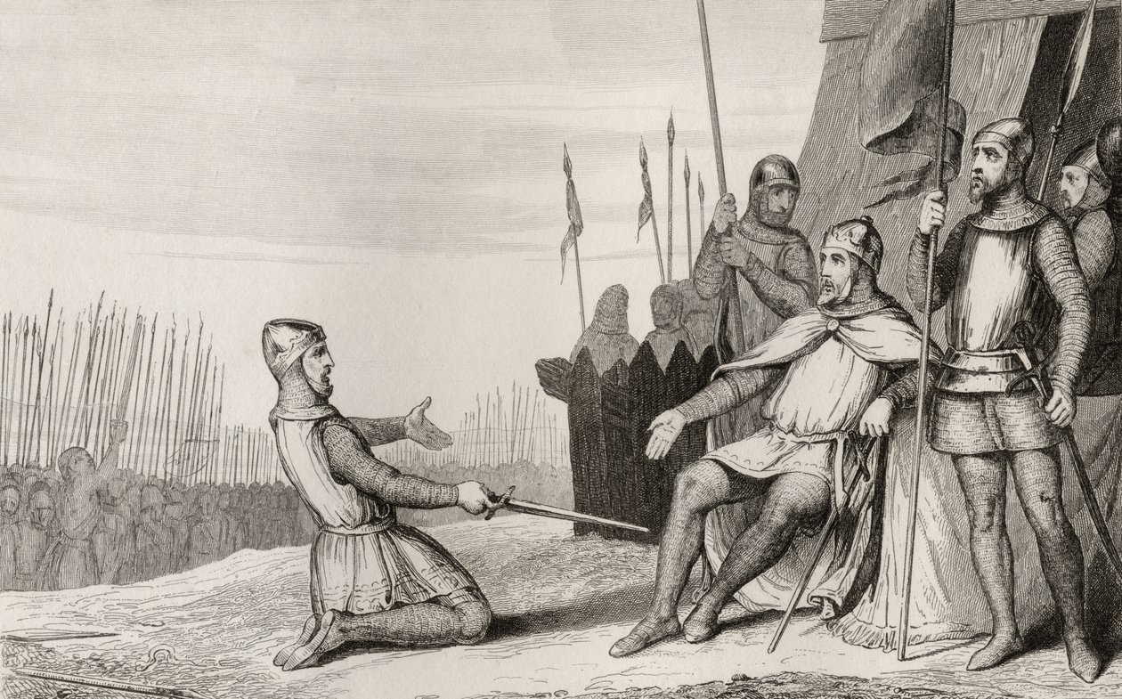 Henri I (1008-60) benådar sin bror Robert-Le-Vieux, från 