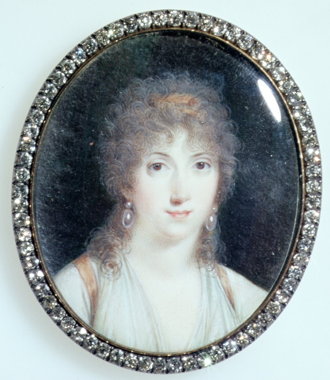 Henriette Lucy Dillon (1770-1853) Marquise de la Tour du Pin Gouvernet, ca 1802 (wc på elfenben) av French School