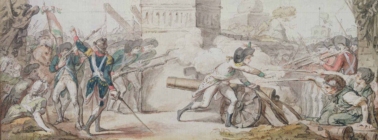 Desilles heroiska död i hans försök att stoppa striden under myteriet i Nancy 31 augusti 1790 av French School