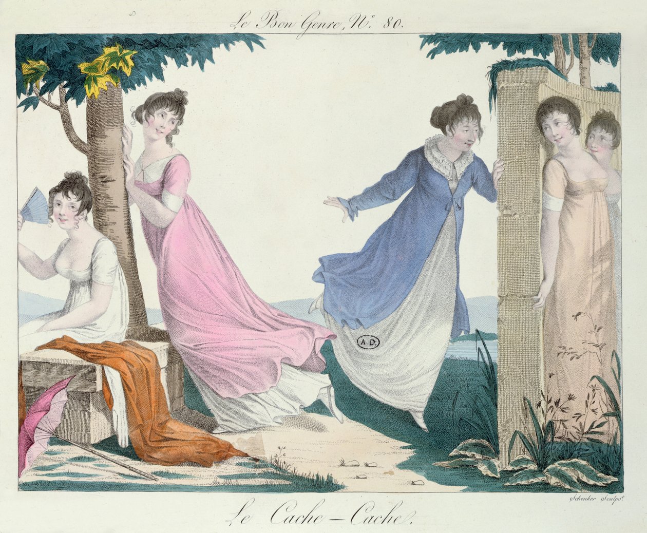 Hide-and-Seek, illustration från Le Bon Genre, tidigt 1800-tal av French School