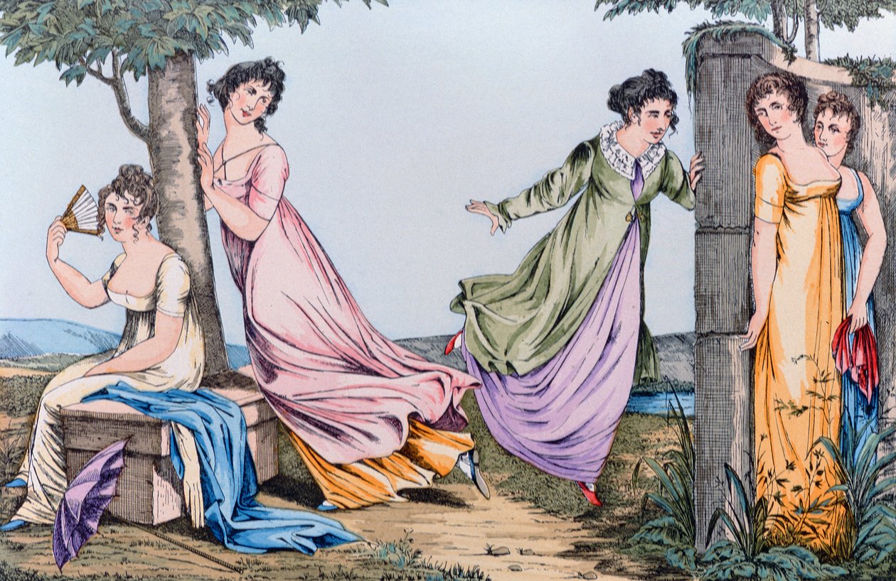 Hide-and-Seek, illustration från Le Bon Genre, tidigt 1800-tal av French School
