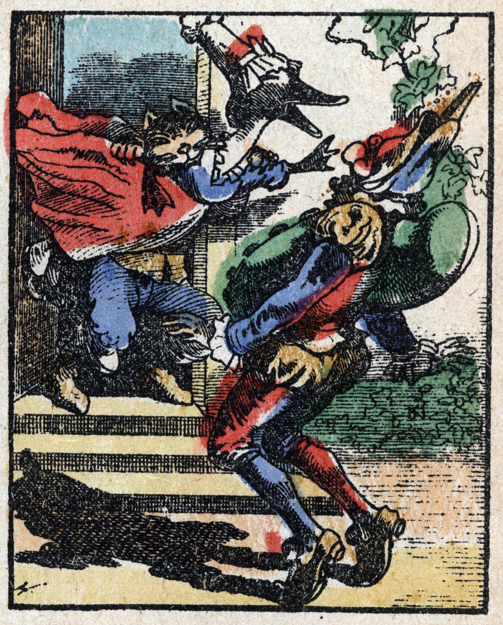 Historia om Dr. Pulcinella (Polichinelle). Trästick av Imaging Pellerin - Epinal, sd. Sent 1800-tal. av French School