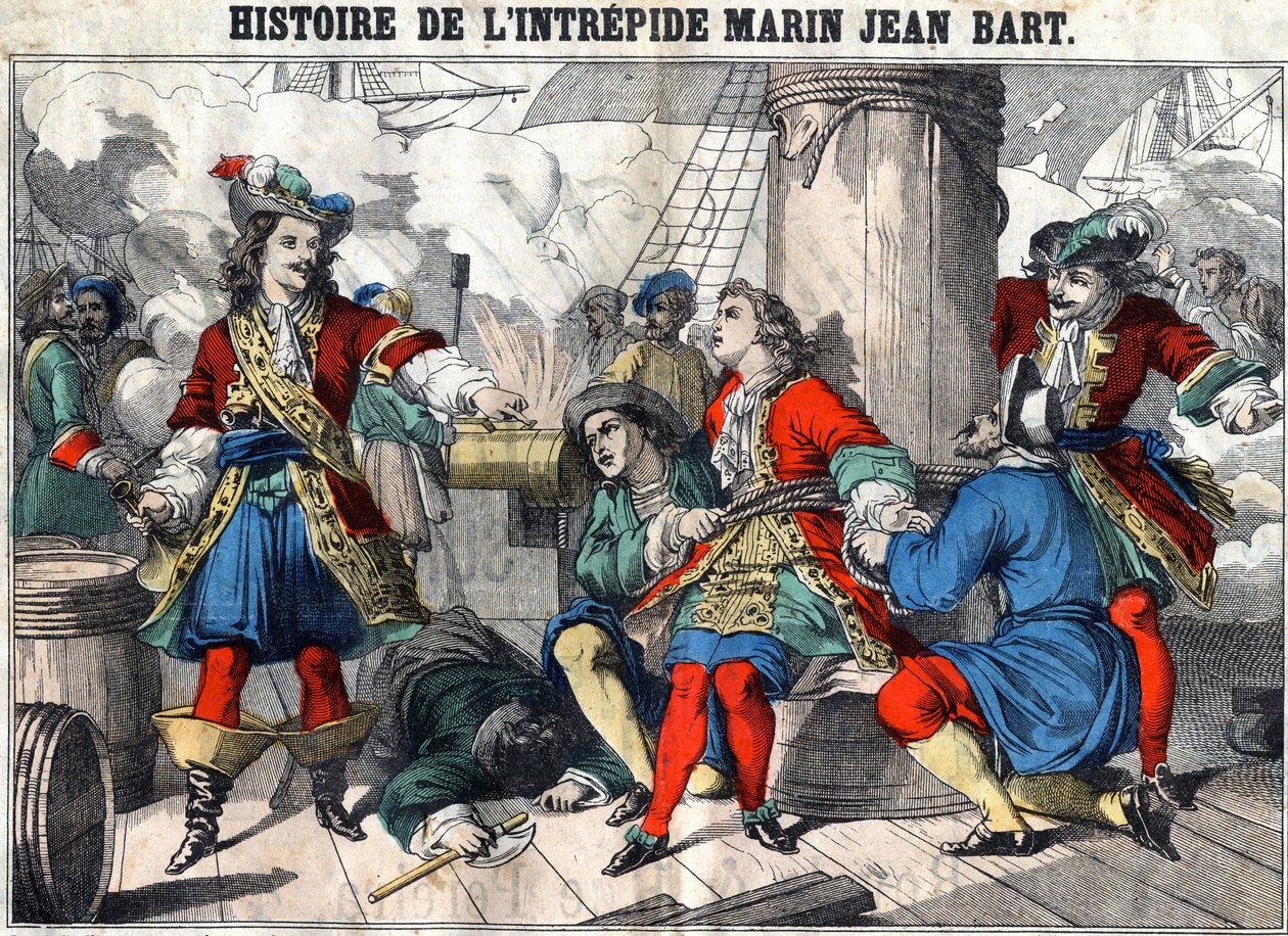 Historien om den oförskämda sjömannen Jean Bart Jean Bart (1650 - 1702), fransk kapare. Epinal avbildning från slutet av 1800-talet. av French School