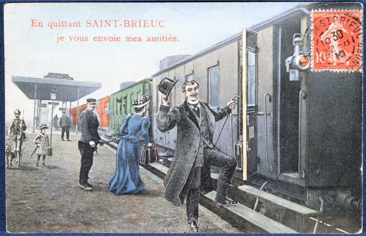 Semestervykort från Saint-Brieuc, ca 1910 (efter ett foto) av French School