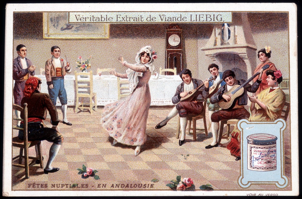 Smekmånad i Andalusien - chromo. Liebig, v. 1895 av French School