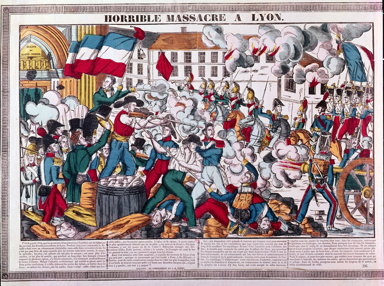 Hemsk massaker i Lyon den 9 april 1834 av French School