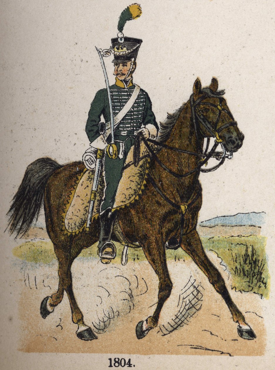 Hästjägare 1804. Tallrik från boken Les Uniformes de l
