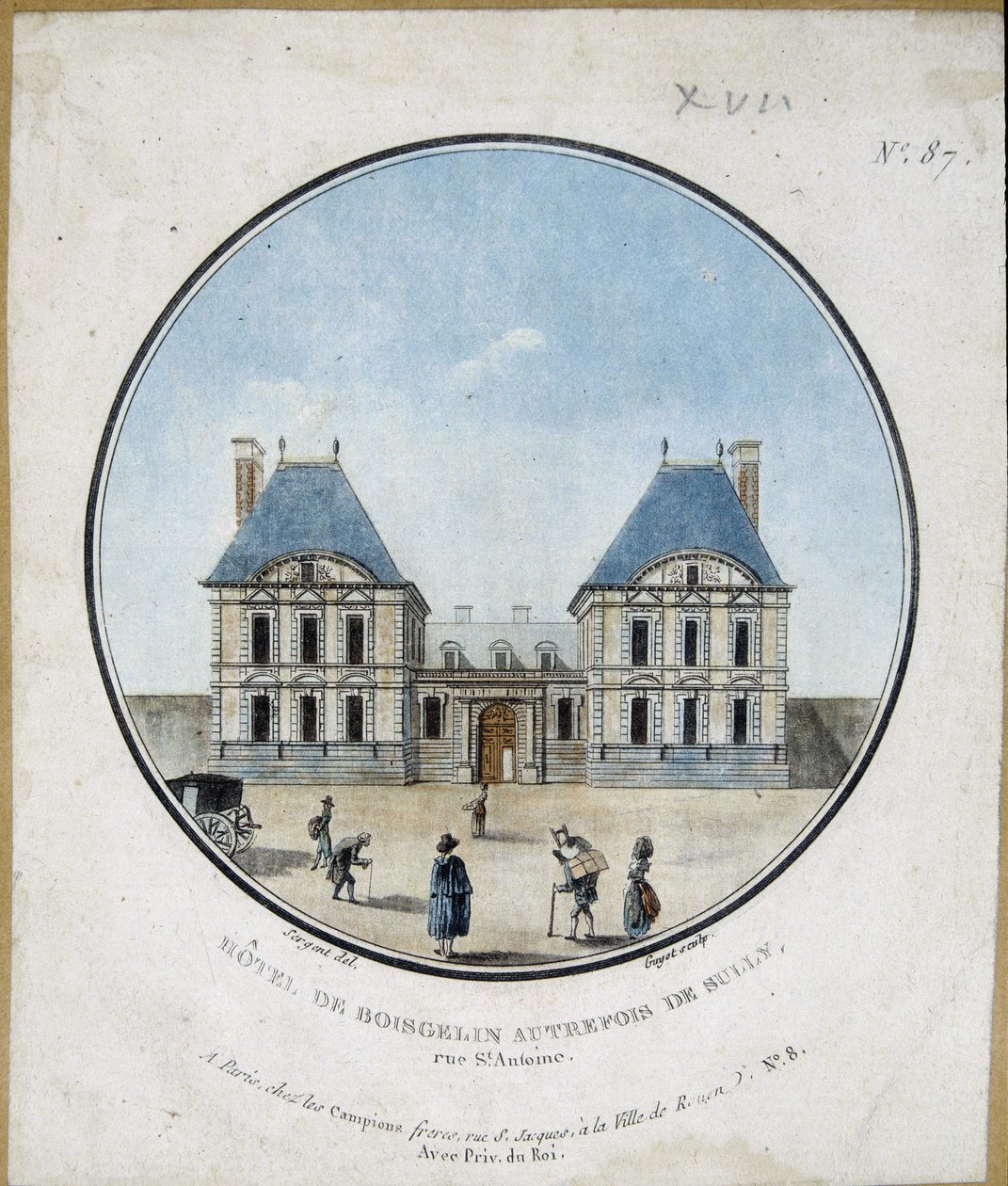 Hotel de Boisgelin, tidigare i Sully - gravyr av French School