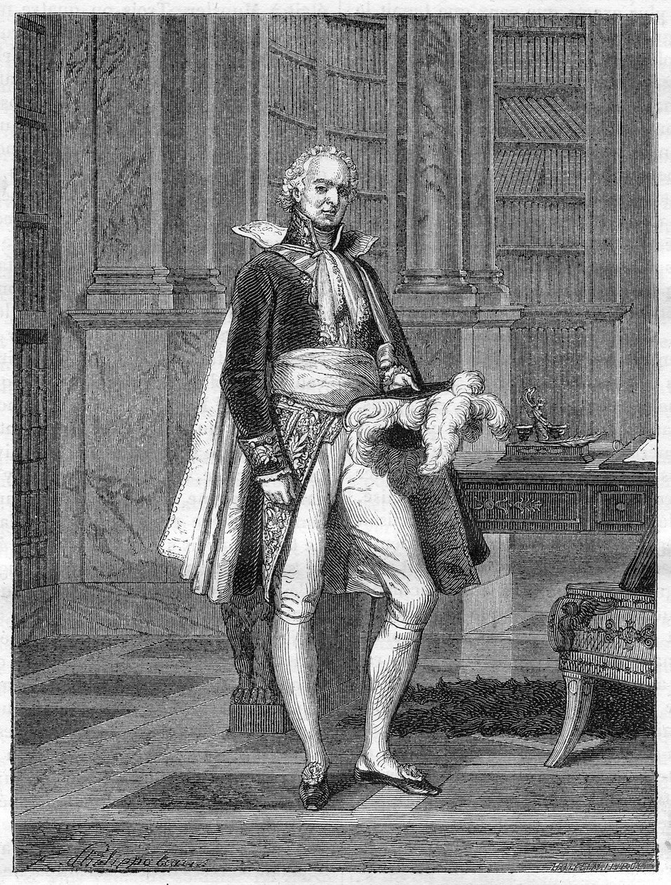 Hugues Bernard Maret (1763-1839), hertig av Bassano, fransk politiker (1807) - i "History of the empire following the history of the consulat" av Adolphe Thiers -1879 - privat samling av French School