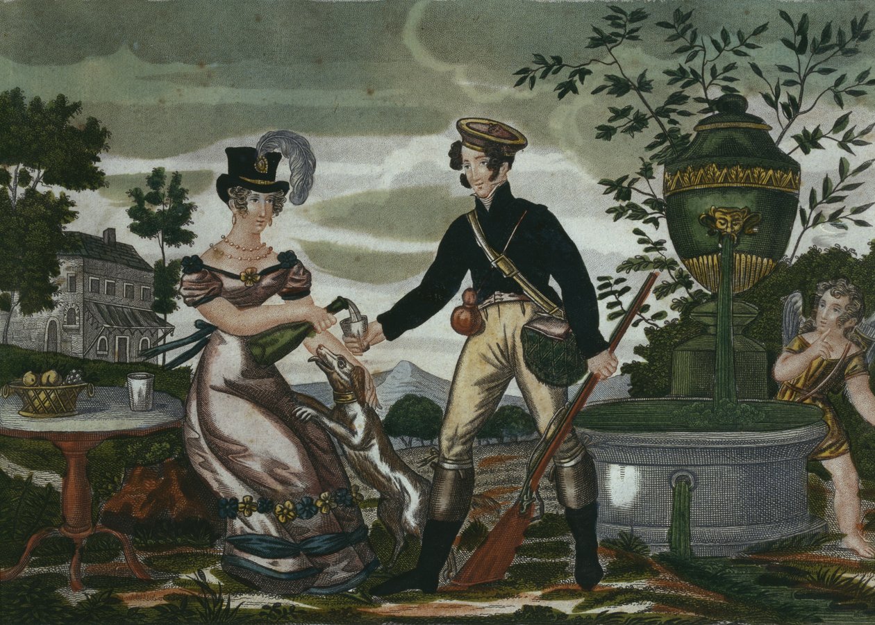 Jaktmöte, skylt 2, tidigt 1800-tal (färgstick) av French School