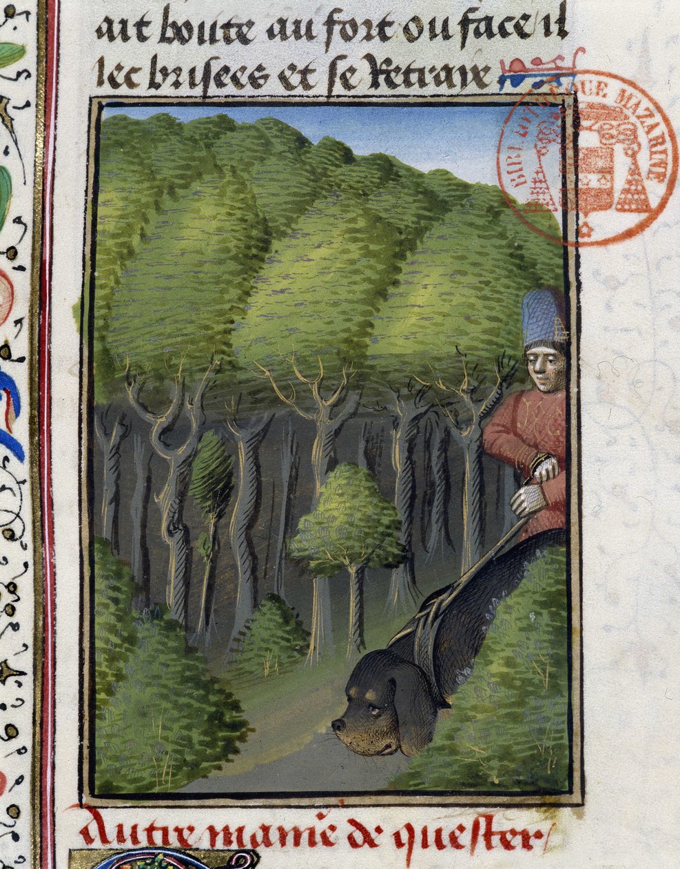 Jakthund - i "" Jaktbok av Gaston Phoebus, greve av Foix, Lord of Béarn"" av French School