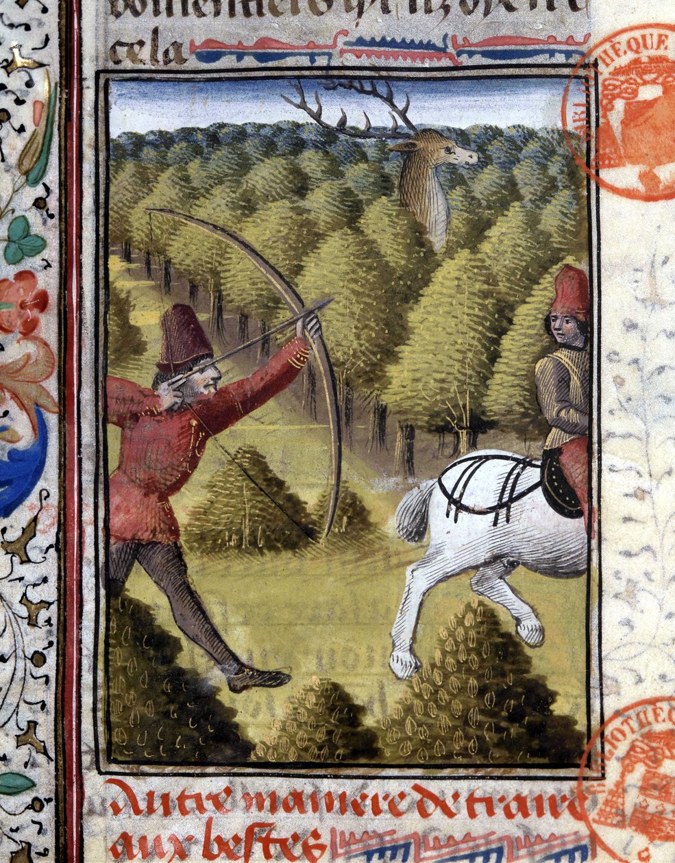 Jaktscen i The Hunting Book of Gaston Phoebus, greve av Foix, Lord of Béarn. 1300-talet av French School