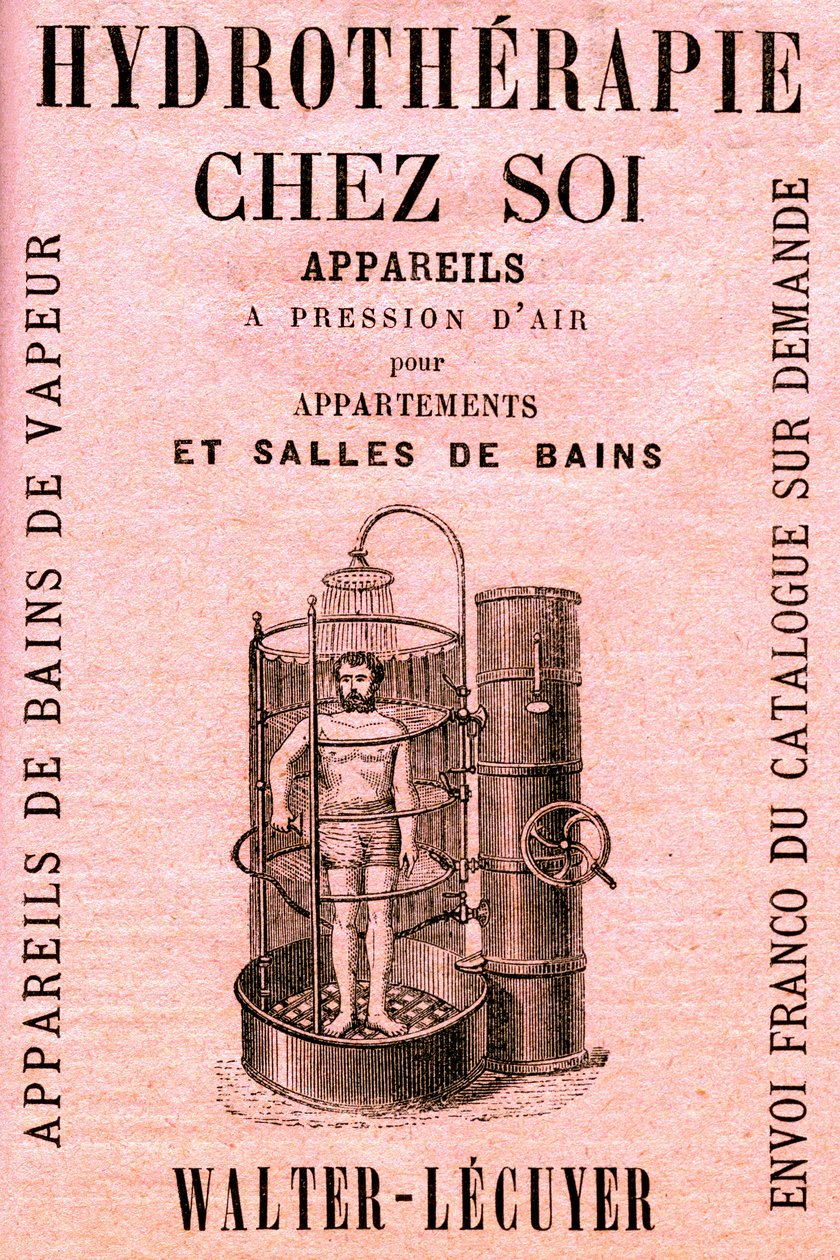 Hydroterapi hemma: lufttrycksapparater för lägenheter och badrum - dusch - hygien - renlighet - modern komfort - vatten - reklam av French School