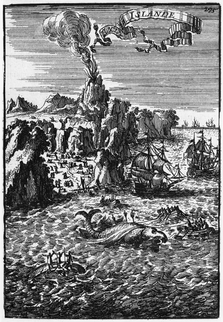Island och valfiske, illustration från Description de l