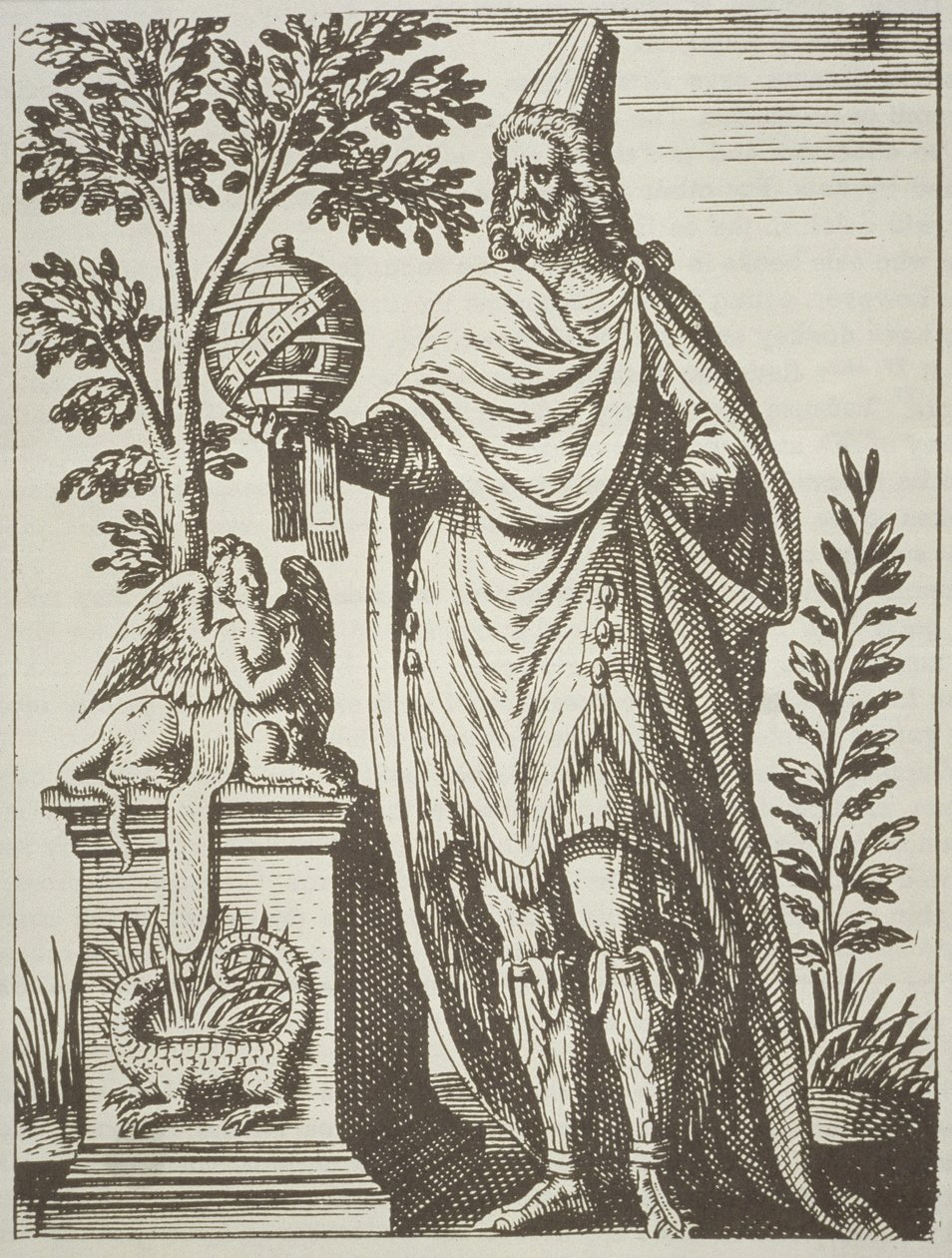 Idealporträtt av Apollonius av Tyana, från De Divinationewet Magical sorcery av Jean-Jacques Boissard, 1605, publicerad i A History of Magic sent 1800-tal av French School
