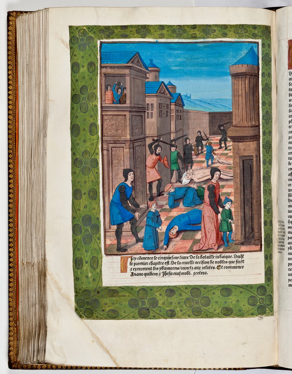 Iduméer gör uppror mot Rom genom att slakta översteprästerna Ananus och Jesus, 68 AD (handfärgat tryck) av French School