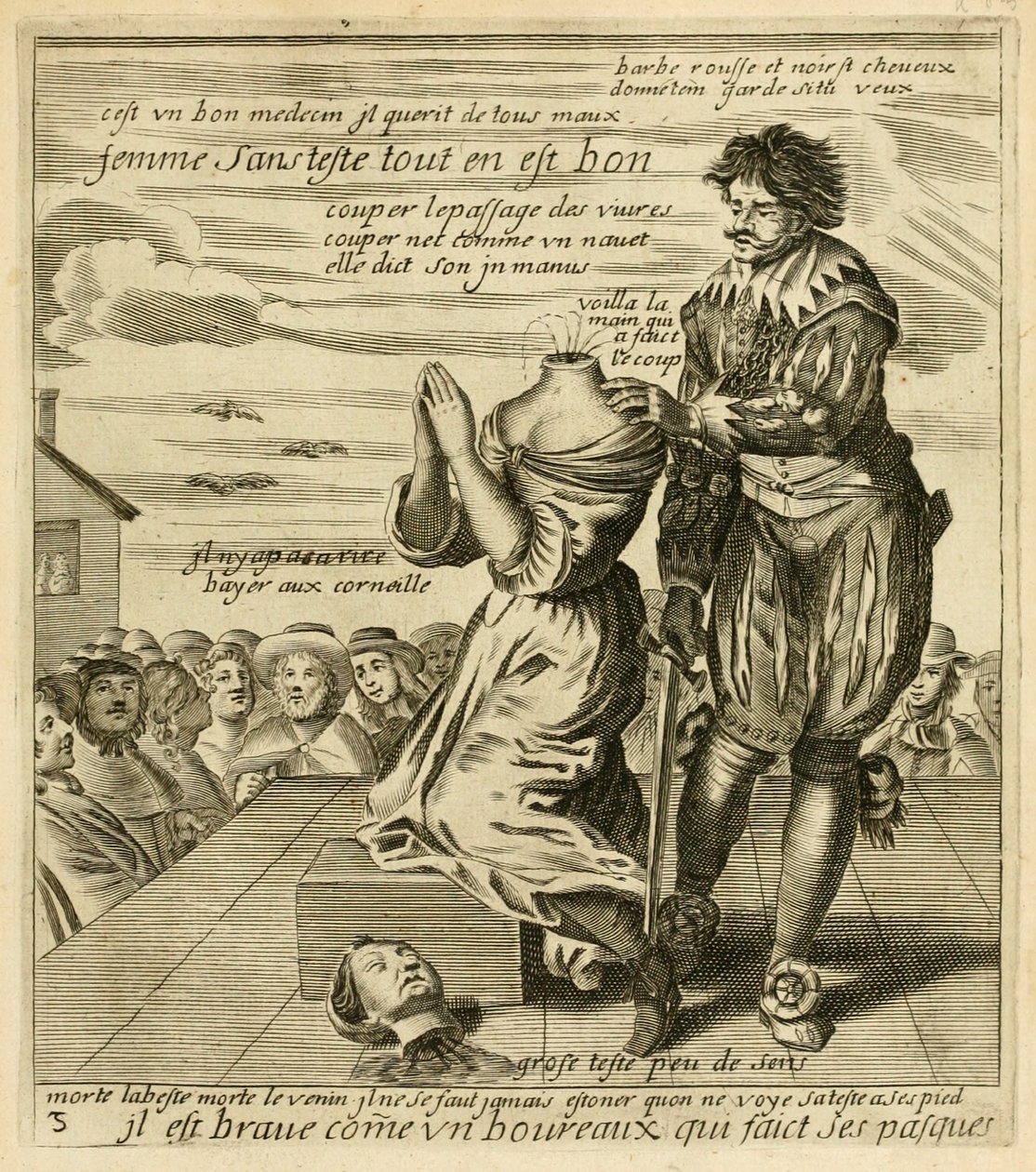 Il est brave comme un boureaux qui faict ses pasques", ur "Recueil des plus illustres proverbes, divises en trois livres" av Jacques Lagniet, ca 1657-63 (gravyr). av French School